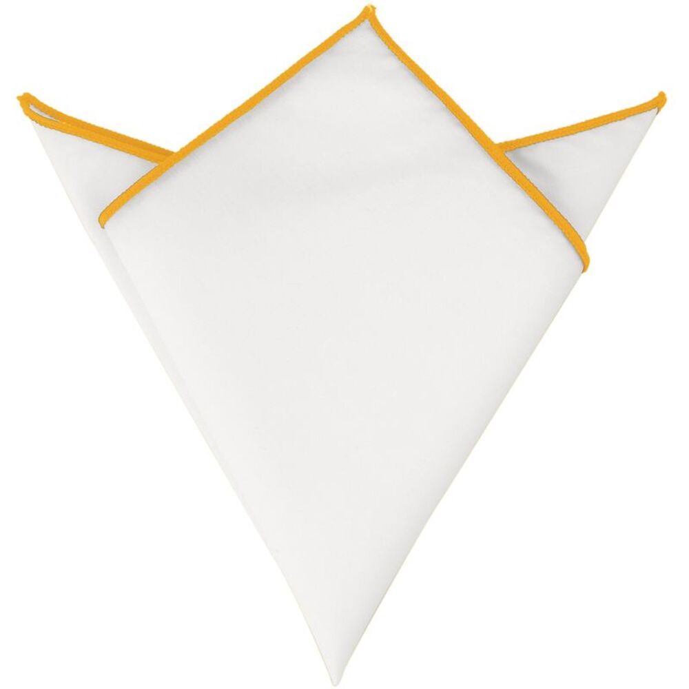 Cotton Handkerchiefs Color Contrast Trim White Pocket Squares Tuxedo Yellow